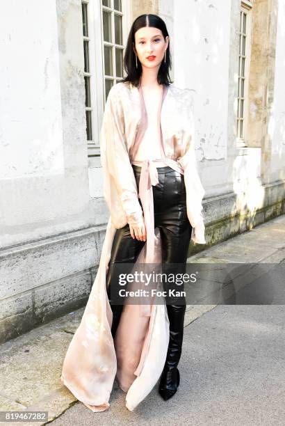 Model dressed in Galia Lahav poses after the show during the Galia Lahav Haute Couture Fall/Winter 2017-2018 show as part of Haute Couture Paris...