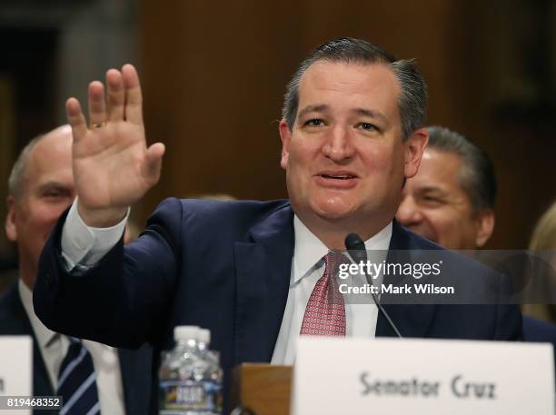 Sen. Ted Cruz attends a Foreign Relations Committee comfirmation hearing for ambassadorships, on Capitol Hill, June 20, 2017 in Washington, DC.