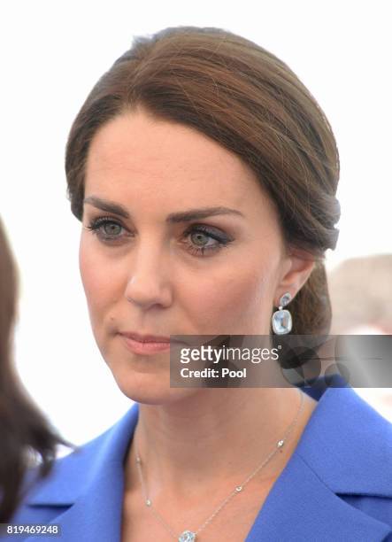 Catherine, Duchess of Cambridge visits Strassenkinder, a charity which supports young people from disadvantaged backgrounds during an official visit...