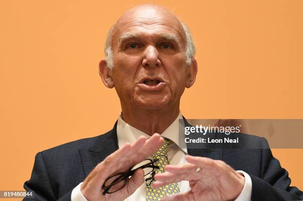 New Liberal Democrats party leader Vince Cable holds a press conference at the St Ermin's Hotel on July 20, 2017 in London, England. The Liberal...