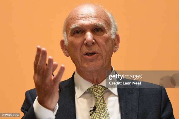 New Liberal Democrats party leader Vince Cable holds a press conference at the St Ermin's Hotel on July 20, 2017 in London, England. The Liberal...