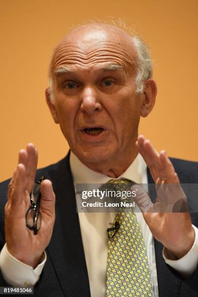 New Liberal Democrats party leader Vince Cable holds a press conference at the St Ermin's Hotel on July 20, 2017 in London, England. The Liberal...