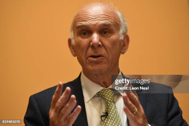 New Liberal Democrats party leader Vince Cable holds a press conference at the St Ermin's Hotel on July 20, 2017 in London, England. The Liberal...