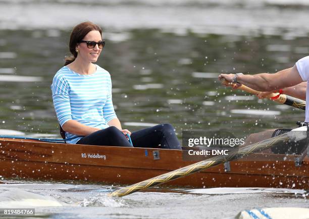Catherine, Duchess of Cambridge participates in a rowing race between the twinned town of Cambridge and Heidelberg and against Prince William, Duke...