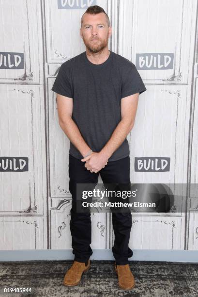 Actor Sam Worthington discusses "Manhunt: UNABOMBER" at Build Studio on July 20, 2017 in New York City.