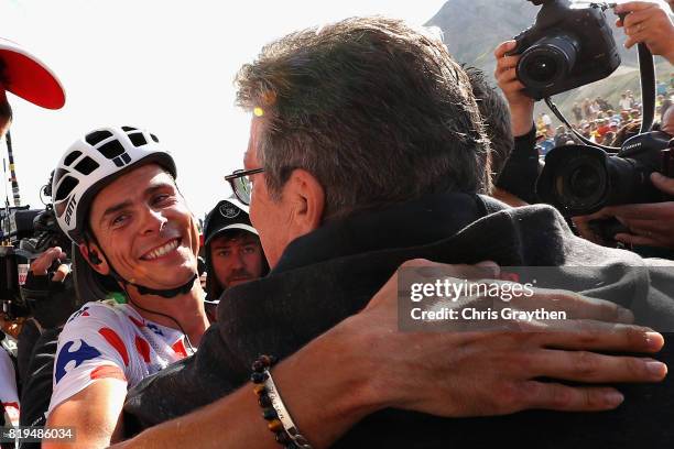 Stage winner Warren Barguil of France riding for Team Sunweb is congratulated after stage eighteen of the 2017 Tour de France, a 179.5km stage from...