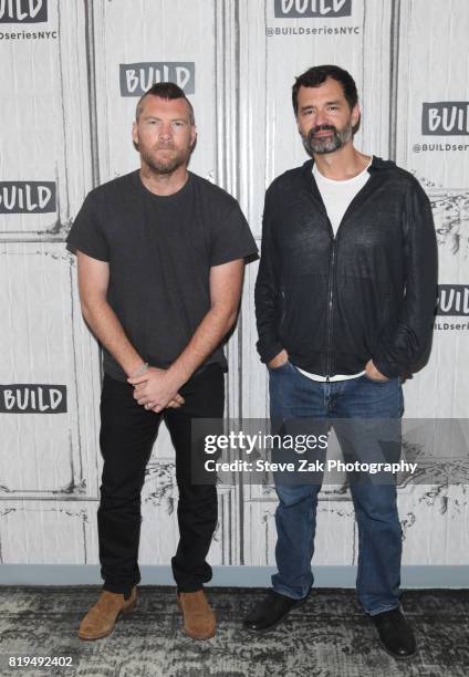 Sam Worthington and Greg Yaitanes attend Build Series to discuss their new show "Manhunt: UNABOMBER" at Build Studio on July 20, 2017 in New York...