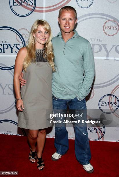 Actress Candace Cameron and NHL player Valeri Bure arrive at the 2008 ESPYs Giant Event hosted by Giants quarterback Eli Manning and held at the J...