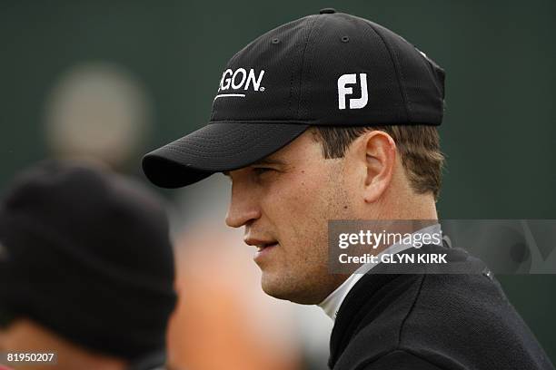 Golfer Zach Johnson watches from the putting green on the third practice day of The Open golf tournament at Royal Birkdale in Southport in north-west...