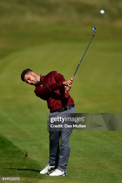 Haydn McCullen of England hits his second shot on the 2nd hole during the first round of the 146th Open Championship at Royal Birkdale on July 20,...