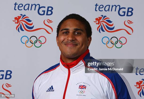 Peter Cousins of the British Olympic Judo Team poses for a photograph during the Team GB Kitting Out at the NEC on July 16, 2008 in Birmingham,...