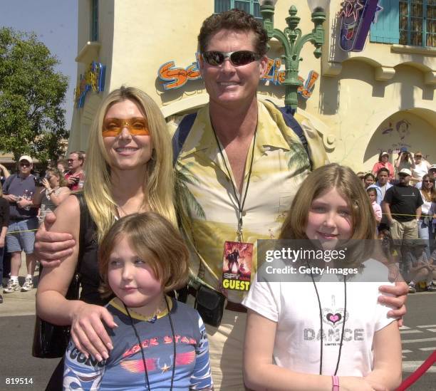 Actor David Hasselhoff, his wife Pamela Bach and their children Taylor-Ann and Hayley Amber arrive for the premiere of the new movie "Spy Kids" March...