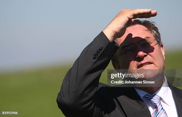 German Defense Minister Franz Josef Jung is seen during his visit of military school for air transportation on July 16, 2008 in Altenstadt, Germany....