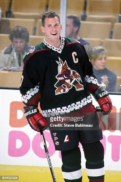 Keith Tkachuk of the Phoenix Coyotes skates in pre game warm up action before game against the Boston Bruins at the Fleet Center.