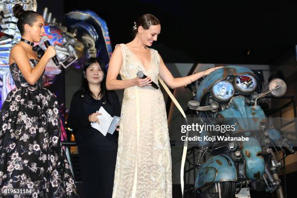 Isabela Moner and Laura Haddock attend the Japanese premiere of "Transformers: The Last Knight" at TOHO Cinemas Shinjuku on July 20, 2017 in Tokyo,...