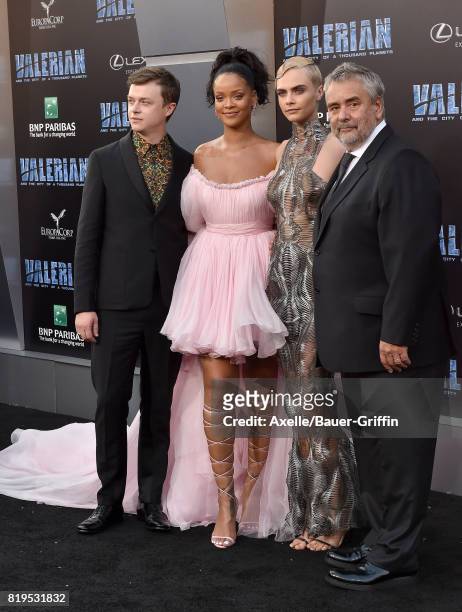 Actors Dane DeHaan, Rihanna, Cara Delevingne and director Luc Besson arrive at the Los Angeles premiere of 'Valerian and the City of a Thousand...