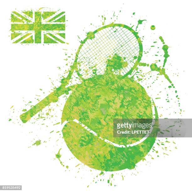 ilustraciones, imágenes clip art, dibujos animados e iconos de stock de tenis splat - pelota de tenis