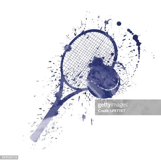 illustrazioni stock, clip art, cartoni animati e icone di tendenza di tennis splat - racchetta da tennis
