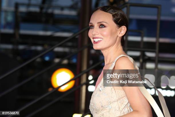 Actress Laura Haddock attends the Japanese premiere of "Transformers: The Last Knight" at TOHO Cinemas Shinjuku on July 20, 2017 in Tokyo, Japan.