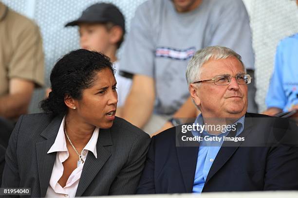 Steffi Jones, president of organisation of womens world championship 2011 and Theo Zwanziger, president of Germany Football Association , are seen...