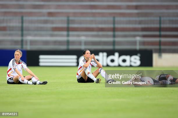 Selina Wagner of Germany looks dejected after the Women's U19 European Championship match between Germany and Norway at Valle du Cher stadium on July...