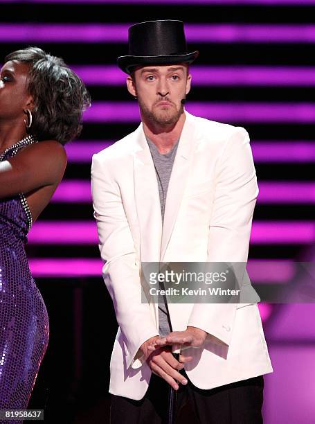 Host Justin Timberlake onstage at the 2008 ESPY Awards held at NOKIA Theatre L.A. LIVE on July 16, 2008 in Los Angeles, California. The 2008 ESPYs...