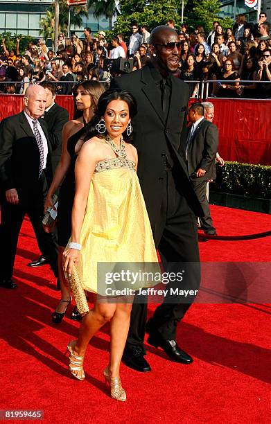 Player Kevin Garnett and wife Brandi Garnett arrive at the 2008 ESPY Awards held at NOKIA Theatre L.A. LIVE on July 16, 2008 in Los Angeles,...