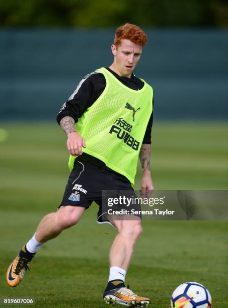 Jack Colback controls the ball during the Newcastle United Training session at Carton House on July 20 in Maynooth, Ireland.