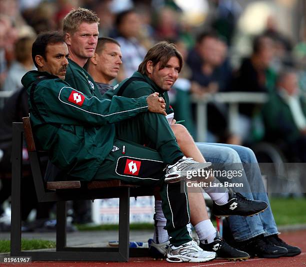 Headcoach Jos Luhukay of Moenchengladbach looks on during a pre season friendly match between Borussia Moenchengladbach and West Bromwich at the...