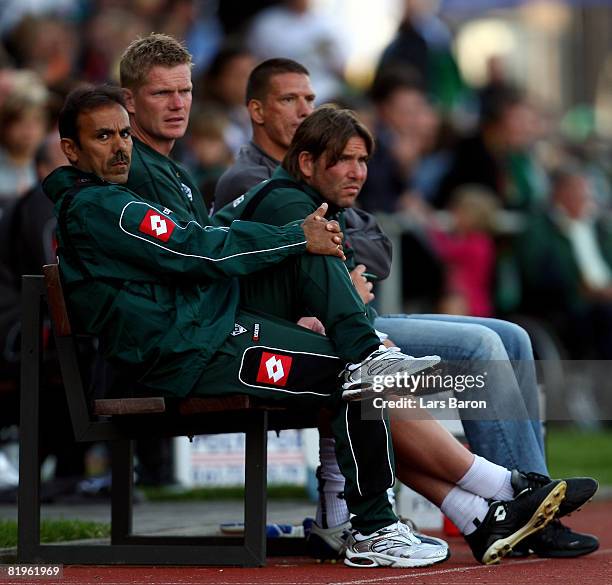 Headcoach Jos Luhukay of Moenchengladbach looks on during a pre season friendly match between Borussia Moenchengladbach and West Bromwich at the...