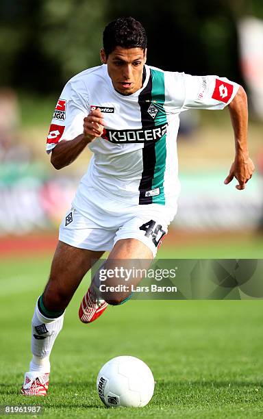 Karim Matmour of Borussia Moenchengladbach runs with the ball during a pre season friendly match between Borussia Moenchengladbach and West Bromwich...