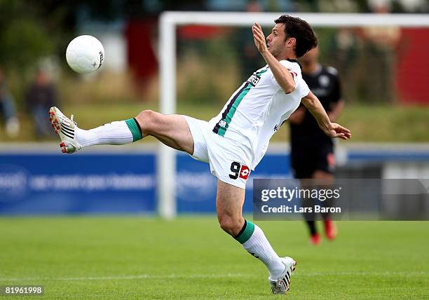 Roberto Colautti of Borussia Moenchengladbach attempts to control the ball during a pre season friendly match between Borussia Moenchengladbach and...