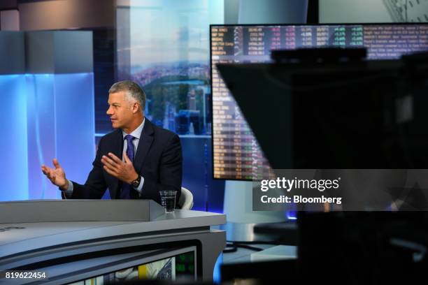 Andrew Wilson, chief executive officer for EMEA at Goldman Sachs Asset Management, speaks during a Bloomberg Television interview in New York, U.S.,...