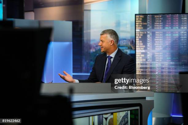 Andrew Wilson, chief executive officer for EMEA at Goldman Sachs Asset Management, speaks during a Bloomberg Television interview in New York, U.S.,...