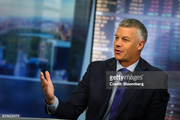 Andrew Wilson, chief executive officer for EMEA at Goldman Sachs Asset Management, speaks during a Bloomberg Television interview in New York, U.S.,...
