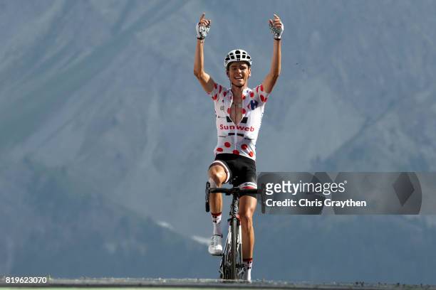 Warren Barguil of France riding for Team Sunweb celebrates as he wins stage 18 of the 2017 Le Tour de France, a 179.5km stage from Briançon to Izoard...