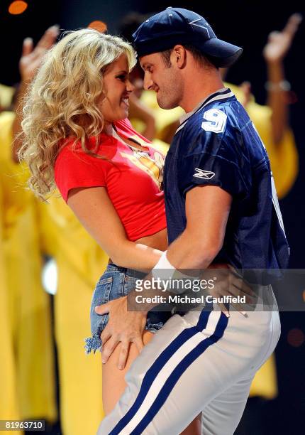 Performers dressed like NFL player Tony Romo and singer Jessica Simpson perform onstage at the 2008 ESPY Awards held at NOKIA Theatre L.A. LIVE on...