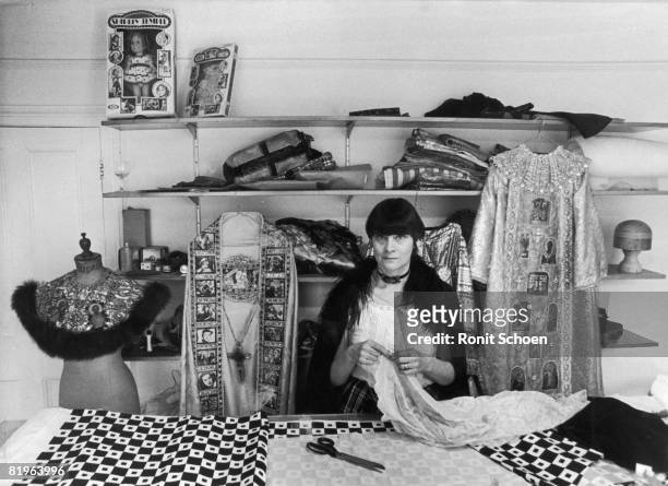 Costume designer Shirley Russell , the wife of film director Ken Russell, at her new shop in Pembridge Road, London, May 1975. Called The Last...