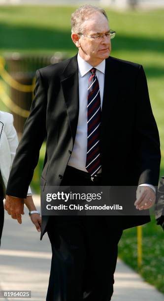 Fox News conservative talk show host Bill O'Reilly arrives for the funeral for former White House Press Secretary Tony Snow at the Basillica of the...