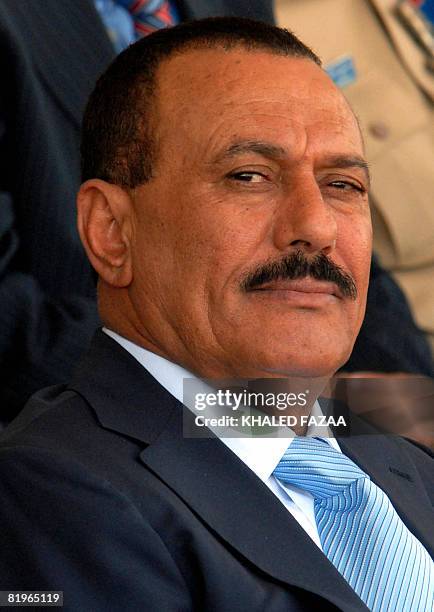 In file picture taken on May 21 Yemeni President Ali Abdullah Saleh attends a military parade in Sanaa. Saleh on July 17 that a Shiite revolt in the...