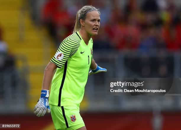 Ingrid Hjelmseth of Norway in action during the UEFA Women's Euro 2017 Group A match between Norway and Belgium at Rat Verlegh Stadion on July 20,...