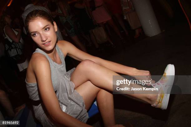 Model Anya Kop attends an Evening Celebrating Vans by Marisa Miller at The Cabanas at the Maritime Hotel on July 16, 2008 in New York City.