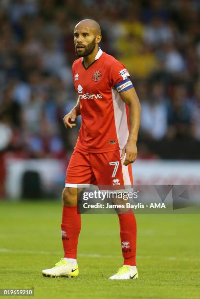 Adam Chambers of Walsall during the pre-season friendly match between Walsall and Aston Villa at Banks' Stadium on July 18, 2017 in Walsall, England.