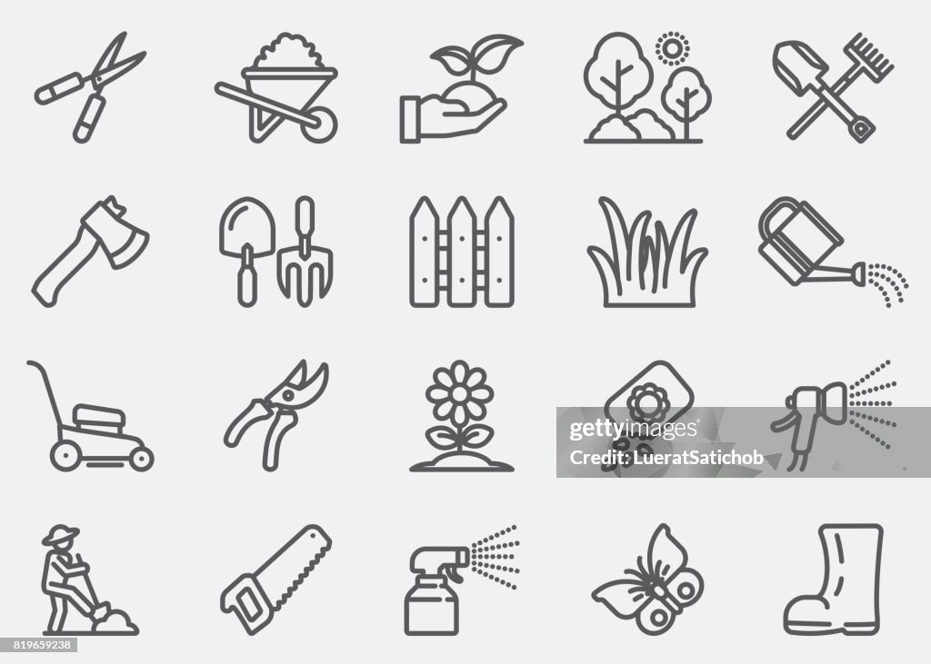 Gardening and Seeding Line Icons