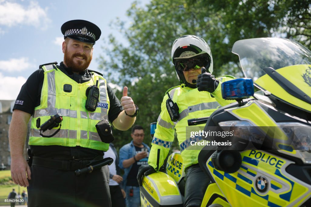 Smiling Police at an Edinburgh Parade