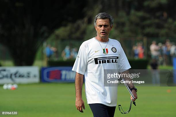 Inter Milan coach Jose Mourinho during the Inter Milan Training Session at Centro Sportivo Angelo Moratti on July 17, 2008 in Milan, Italy.