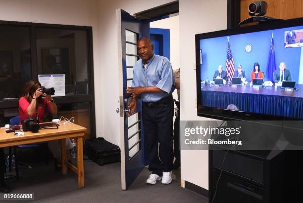 Former professional football player O.J. Simpson arrives for a parole hearing at Lovelock Correctional Center in Lovelock, Nevada, U.S., on Thursday,...