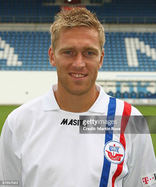 Christian Rahn poses during the Bundesliga 1st Team Presentation of Hansa Rostock at the DKB Arena on July 17, 2008 in Rostock, Germany.