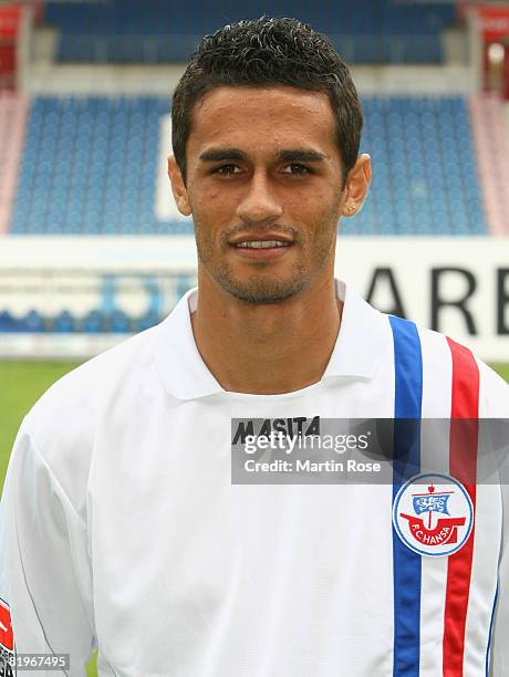 Diego Morais poses during the Bundesliga 1st Team Presentation of Hansa Rostock at the DKB Arena on July 17, 2008 in Rostock, Germany.