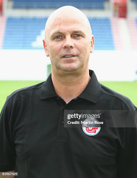 Frank Bartel poses during the Bundesliga 1st Team Presentation of Hansa Rostock at the DKB Arena on July 17, 2008 in Rostock, Germany. (Photo by...